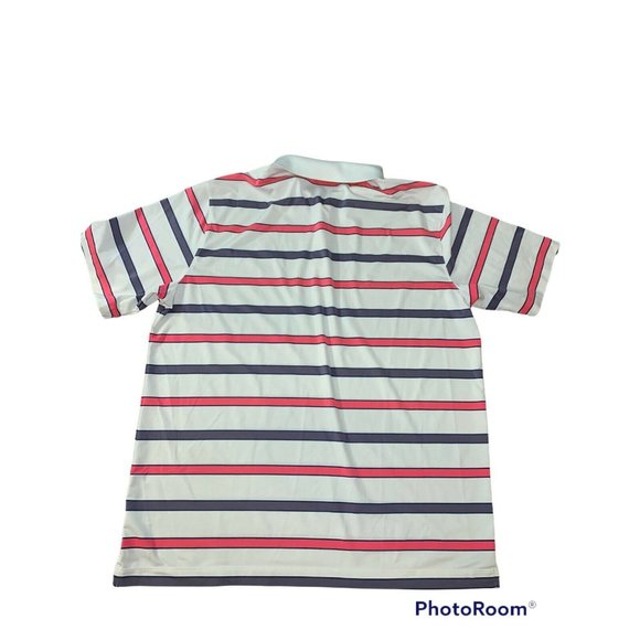 NIKE Golf Polo DRI FIT Sz xl Striped Blue Pink White Short Sleeve STRETCH Men - Picture 4 of 5